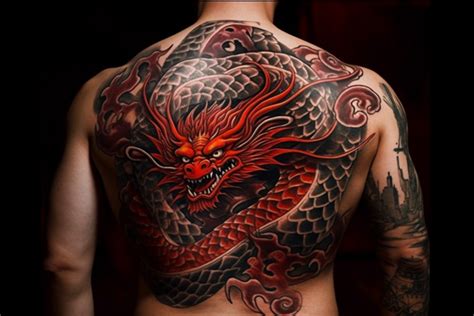 red dragon back tattoo|dragon tattoo on back male.